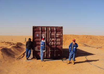 BioContainer pour l’exploration de pétrole dans le désert du sud de la Libye